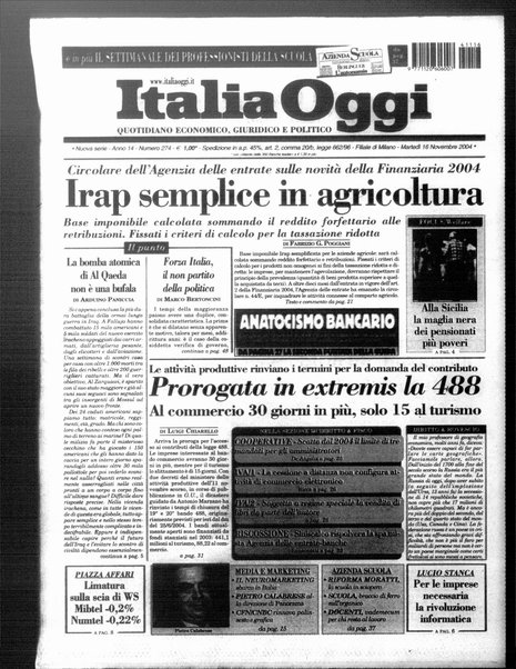 Italia oggi : quotidiano di economia finanza e politica